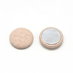 Cabochon ricoperti in finta pelle, con bottone alluminio, rotondo e piatto, peachpuff, 17.5~18x5mm