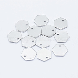 Brass Charms, Long-Lasting Plated, Real Platinum Plated, Nickel Free, Hexagon, 10x11.5x1mm, Hole: 1mm