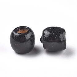 Perle di legno naturale tinte, barile,  piombo libero, nero, 11x12mm, Foro: 3~5 mm
