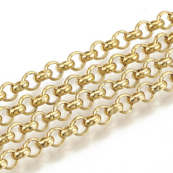 304 Stainless Steel Rolo Chains, Belcher Chain, with Spool, Unwelded, Golden, 4x1.5mm, about 32.8 Feet(10m)/roll