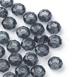 Perline di vetro europeo , perline con foro grande, non nucleo di metallo, rondelle, kaki scuro, circa14 mm di diametro, 8 mm di spessore, Foro: 5 mm