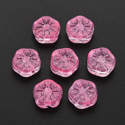 Perles en verre transparentes, fleur de prunier fleur, rose chaud, 10x10.5x4mm, Trou: 1.2mm