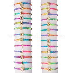 Плетеный браслет из бисера с кристаллами и стразами, регулируемый браслет с алфавитом для женщин, красочный, letter.e, внутренний диаметр: 2~2-7/8 дюйм (5~7.3 см)