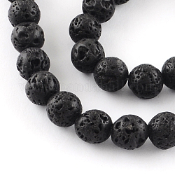 Brins de perles rondes en pierre de lave naturelle teinte, 10mm, Trou: 1mm, Environ 42 pcs/chapelet, 15.7 pouce
