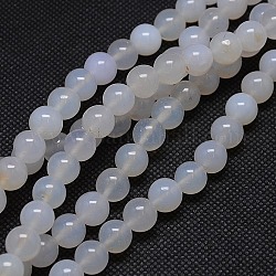 Natural Agate Beads Strand, Round, Dyed, White, 10mm, Hole: 1mm, about 39pcs/strand, 15.35inch
