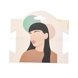 Cartes d'affichage de pince à cheveux en papier, cartes de support d'arc de cheveux, fournitures d'accessoires pour cheveux, modèle femme, couleur de coquillage, 9x10x0.03 cm, Trou: 8.5x20mm