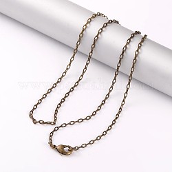 Латунные кабельные цепи ожерелья, с карабин-лобстерами , античная бронза, 21.7 дюйм (55.3 см), 2 мм