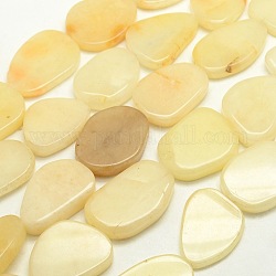 Nuggets Natural Yellow Aventurine Beads Strands, 23~33x15~27x4~8.5mm, Hole: 1mm, about 14pcs/strand, 16.3 inch
