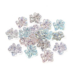 Perles en acrylique transparente, effet imitation coquille, feuille, couleur mixte, 26x29x6mm, Trou: 1.4mm