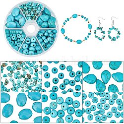 Arricraft environ 250 pcs 6 styles de perles turquoises, disque rond ovale rondelle puce larme heishi perles perles de pierre lâches irrégulières pour bracelet collier fabrication de bijoux (trou: 1mm)