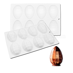Stampi in silicone alimentare per uova a sorpresa di mezza Pasqua fai da te, stampi per fondente, stampi per colata di resina, per il cioccolato, caramella, fabbricazione artigianale in resina uv e resina epossidica, 8 cavità, Modello geometrico, 265x170x30mm, Foro: 8 mm, diametro interno: 76.5x52mm