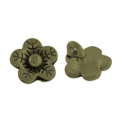 Tibetan Style Alloy Flower Charms Pendants, Cadmium Free & Nickel Free & Lead Free, Antique Bronze, 12x12x7mm, Hole: 2mm