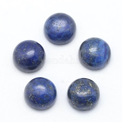 Naturales lapis lazuli cabochons, plano y redondo, teñido, 8x3~4mm