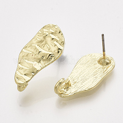 Legierung Ohrstecker Zubehör, mit Stahlstiften und Schlaufe, Licht Gold, 22x10.5 mm, Bohrung: 2.5 mm, Stift: 0.7 mm