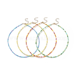 Glassaatperlenkette mit 304 Edelstahlverschluss für Damen, Mischfarbe, 15.94 Zoll (40.5 cm)
