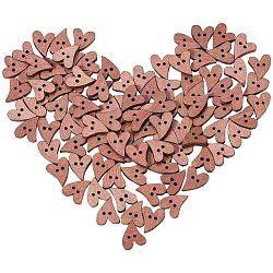PandaHall About 100 Pcs Heart Wooden Buttons with 2 Hole for Sewing Scrapbooking and DIY Handmade Craft