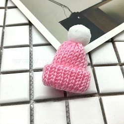Мини-вязаная шапка из шерстяной пряжи, аксессуары для кукол своими руками, декоративная шляпа, ярко-розовый, 50x35 мм