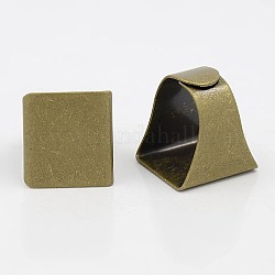 真鍮製リングシャンク  パッドリングベースパーツ  ジュエリー作りのための  調整可能  正方形  アンティークブロンズカラー  内径：17x19mm  トレイ：19x20mm