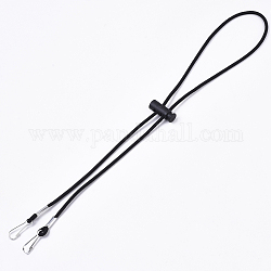 Регулируемый ремешок с эластичным шнуром, веревка держателя уха, с железными застежками для ключей и пластиковым замком, чёрные, 62x3 мм, застежка : 22.5x7.5x2 mm, замок шнура: 25x9 мм