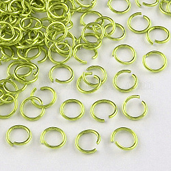 Aluminiumdraht offen Ringe springen, grün gelb, 20 Gauge, 6x0.8 mm, Innendurchmesser: 5 mm, ca. 2150 Stk. / 50 g