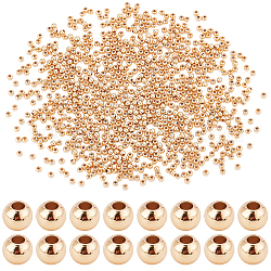Pandahall Elite 1200 pièces perles solides en laiton, Plaqué longue durée, rondelle, or, 4x3.5mm, Trou: 1.6mm