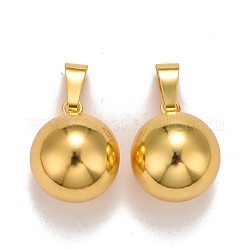 Colgantes de campana de latón, bola de embarazo, redondo, dorado, 24.5x20.5mm, agujero: 7.5x4.5 mm