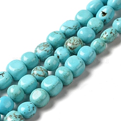 Chapelets de perles en howlite naturelle, teinte, cube, turquoise, 7~10x6.5~8.5x6~7mm, Trou: 1.2mm, Environ 48 pcs/chapelet, 15.83 pouce (40.2 cm)