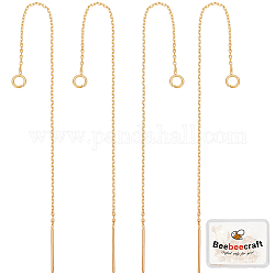 Beebeecraft 10Pcs/Box Ear Threads 105mm Long Chain Dangle Bar Earrings with Loop 18K Gold Plated Ear Threads 0.8mm Pin for DIY Earring Making