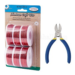 DIY-Schmuck-Kits, mit Aluminiumdraht und eisenseitiger Schneidzange, rot, 1 mm, ca. 23 m / Rolle, 6 Rollen / Satz