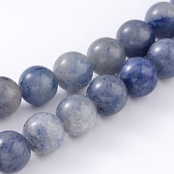 Натуральный голубой авантюрин круглый шарик нити, 8 мм, отверстие : 0.8 мм, около 48 шт / нитка, 15.5 дюйм