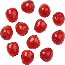 Pandahall elite 100pz perline fatte a mano a lume, mela, rosso, 10x9.5~10mm, Foro: 1.5~1.8 mm