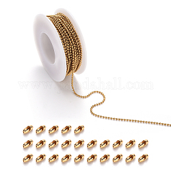 304 Kugelketten aus Edelstahl und Kugelkettenverbindersatz, golden, 1.5 mm, ca. 10 m / Rolle