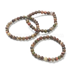Natürliche Achat Perlen Stretch-Armbänder, Runde, Perlen: 6~6.5 mm, Innendurchmesser: 2-1/4 Zoll (5.55 cm)