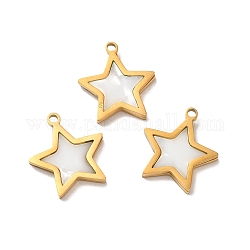 Chapado iónico (ip) 304 encantos de estrella de acero inoxidable, con la cáscara, dorado, 15x14x2mm, agujero: 1.2 mm