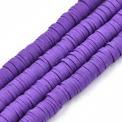 Handmade Polymer Clay Beads Strands, for DIY Jewelry Crafts Supplies, Heishi Beads, Disc/Flat Round, Mauve, 6x0.5~1mm, Hole: 1.8mm, about 290~320pcs/strand, 15.75 inch~16.14 inch(40~41cm)