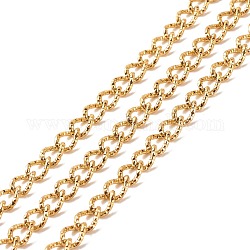 Revestimiento iónico (ip) 304 cadenas de bordillo de acero inoxidable, textura, sin soldar, con carrete, dorado, 10x7x1.5mm, aproximadamente 16.40 pie (5 m) / rollo