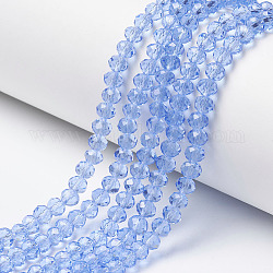 Chapelets de perles en verre, facette, rondelle, lumière bleu ciel, 8x6mm, Trou: 1mm, Environ 65~68 pcs/chapelet, 15.7~16.1 pouce (40~41 cm)