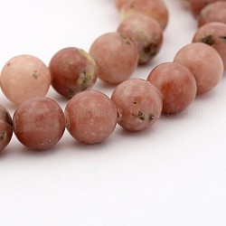 Piedra preciosa jaspe natural de cadena grano redondo, 6mm, agujero: 1 mm, aproximamente 68 pcs / cadena, 15.7 pulgada