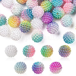 Perline acrilico perla imitato, perline bacca, perline combinati, tondo, colore misto, 12mm, Foro: 1 mm, circa 50pcs/scatola