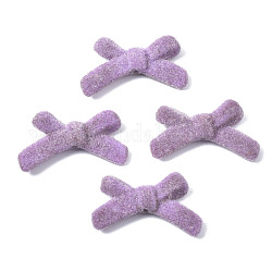Perles acryliques flocky, bowknot, support violet, 20x34~35x6.5mm, Trou: 1.2~1.6mm