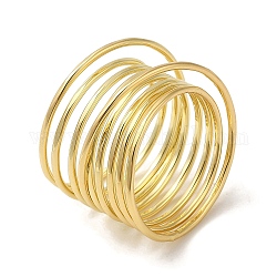 Anello avvolgente in filo di ottone, anello a fascia larga cavo per le donne, vero placcato oro 18k, misura degli stati uniti 7 3/4 (17.9mm), 12~18mm