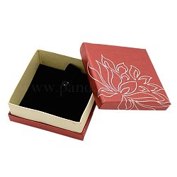 ギフトラッピング用の正方形の厚紙ブレスレットバングルボックス  花蓮のデザイン  レッド  88x88x36mm