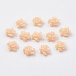 Resin Cabochons, Flower, for Costume & Headwear and Earring Decoration, PeachPuff, 5x3mm