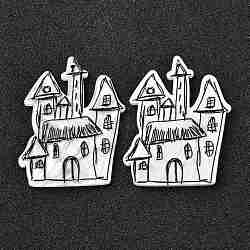 Подвески из смолы, Хэллоуин тема, серьги и головной убор своими руками, дом, чёрные, 40x30x2.5 мм, отверстие : 1.5 мм