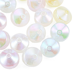 Perlas de acrílico chapadas en arco iris iridiscentes, abalorios de brillo, bicono, color mezclado, 14x11mm, agujero: 2 mm