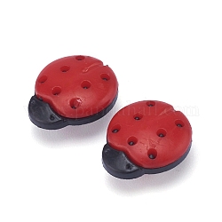 Plastic Sewing Buttons, Ladybug Shape, 1-Hole, Black, 15x13x4mm, Hole: 3x2mm