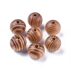 Perles rondes en bois naturel, perles macramé grand trou, teinte, sans plomb, burlywood, 18x16mm, Trou: 4.5mm