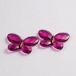 Transparent Acrylic Beads, Faceted, Butterfly, Medium Violet Red, 35mm long, 46mm wide, 7mm thick, hole: 2mm, about 93pcs/500g