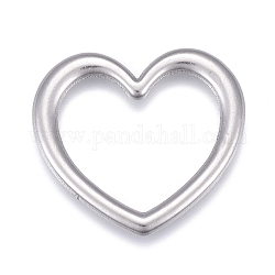 304 anelli di collegamento in acciaio inox, cuore, colore acciaio inossidabile, 23x26x2mm, diametro interno: 14x19.5mm