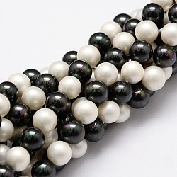 Hilos de perlas de concha pulida, Grado A, redondo, color mezclado, 8mm, agujero: 1 mm, aproximamente 24 pcs / cadena, 8 pulgada (20.32 cm)